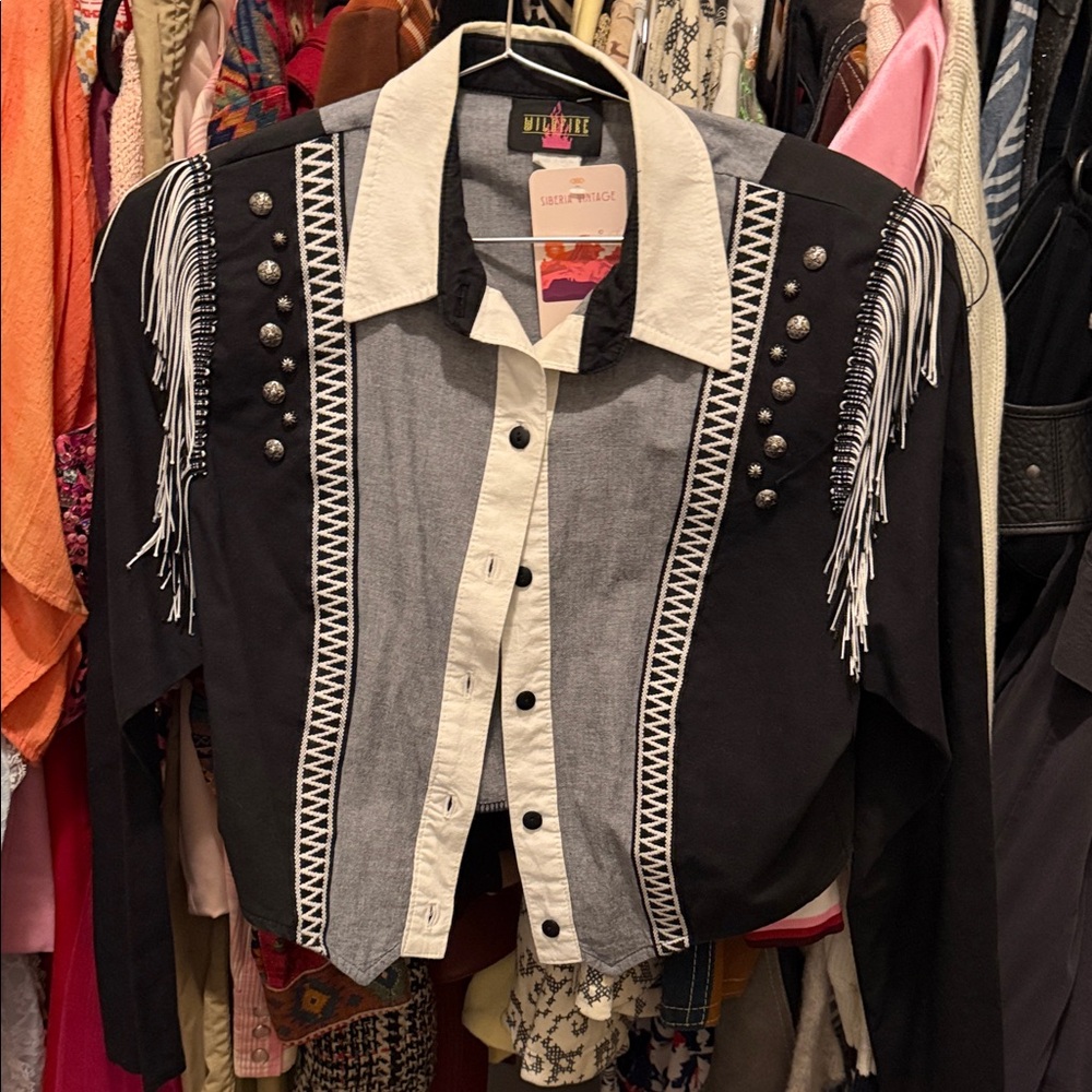 Black and White Western Fringe Jacket